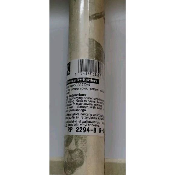 York Wallpaper Border 10.25" Yellow with Green Writing/Art - Touch of Gray 5 yds - Picture 4 of 5